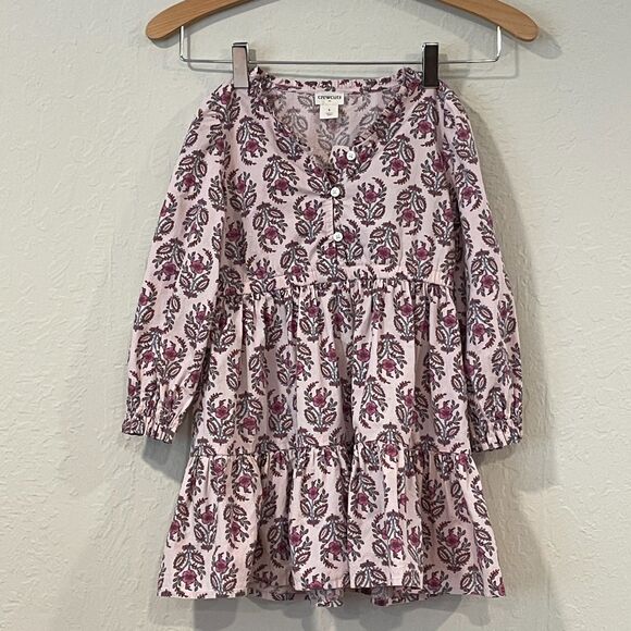 ~ crewcuts Sz 5 Floral Dress J.Crew Tiered Ruffles Pink Blue Button Front Crew - Picture 3 of 12